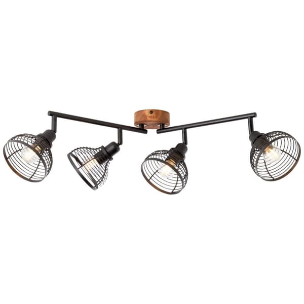 BRILLIANT lampe, Avia spotrør 4-flammer sort / træfarvet, metal / træ, 4x D45, E14, 40W, dryplamper (medfølger ikke), A ++