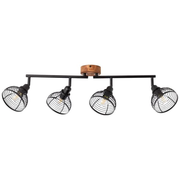 BRILLIANT lampe, Avia spotrør 4-flammer sort / træfarvet, metal / træ, 4x D45, E14, 40W, dryplamper (medfølger ikke), A ++