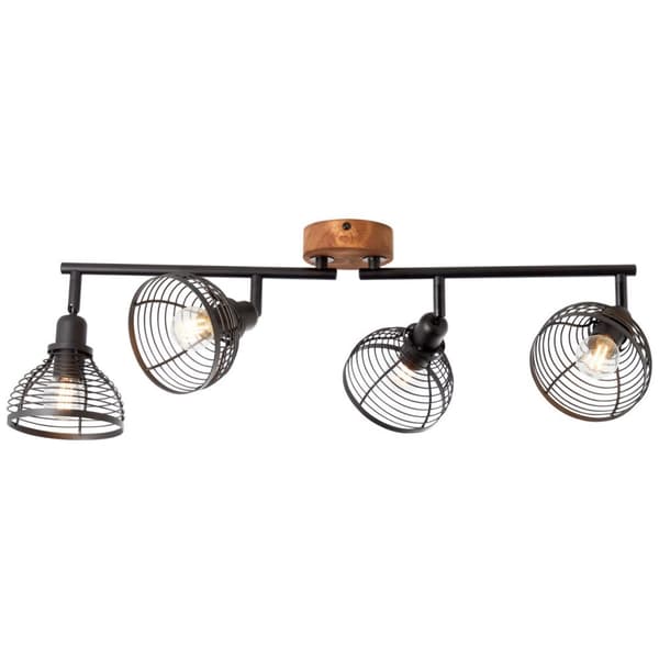 BRILLIANT lampe, Avia spotrør 4-flammer sort / træfarvet, metal / træ, 4x D45, E14, 40W, dryplamper (medfølger ikke), A ++