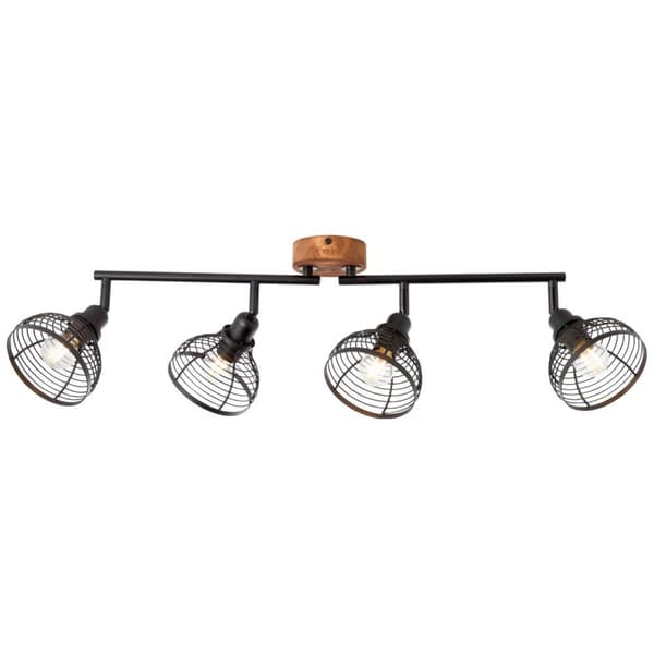 BRILLIANT lampe, Avia spotrør 4-flammer sort / træfarvet, metal / træ, 4x D45, E14, 40W, dryplamper (medfølger ikke), A ++