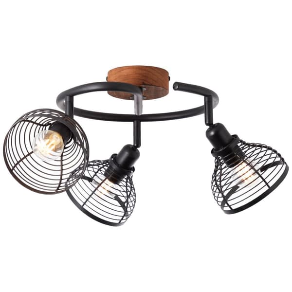 BRILLIANT lampa, Avia spot spiral 3-lågor svart / träfärgad, metall / trä, 3x D45, E14, 40W, dropplampor (ingår ej), A ++