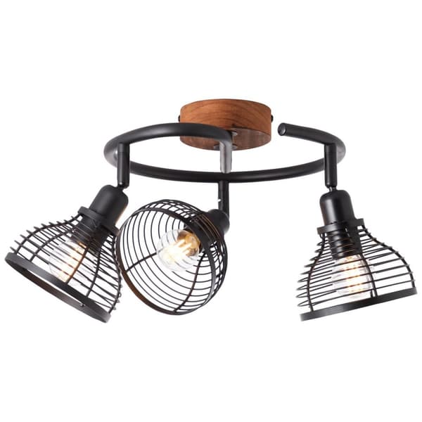 BRILLIANT lampa, Avia spot spiral 3-lågor svart / träfärgad, metall / trä, 3x D45, E14, 40W, dropplampor (ingår ej), A ++