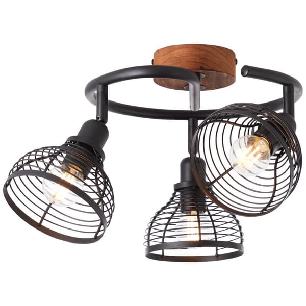 BRILLIANT lampa, Avia spot spiral 3-lågor svart / träfärgad, metall / trä, 3x D45, E14, 40W, dropplampor (ingår ej), A ++