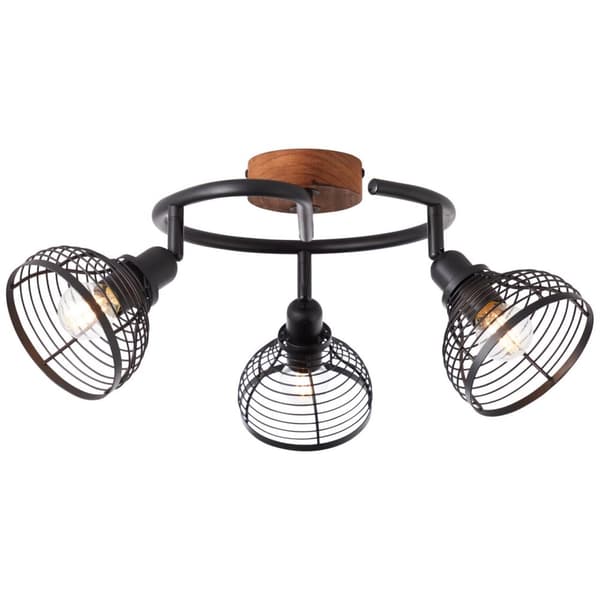 BRILLIANT lampa, Avia spot spiral 3-lågor svart / träfärgad, metall / trä, 3x D45, E14, 40W, dropplampor (ingår ej), A ++