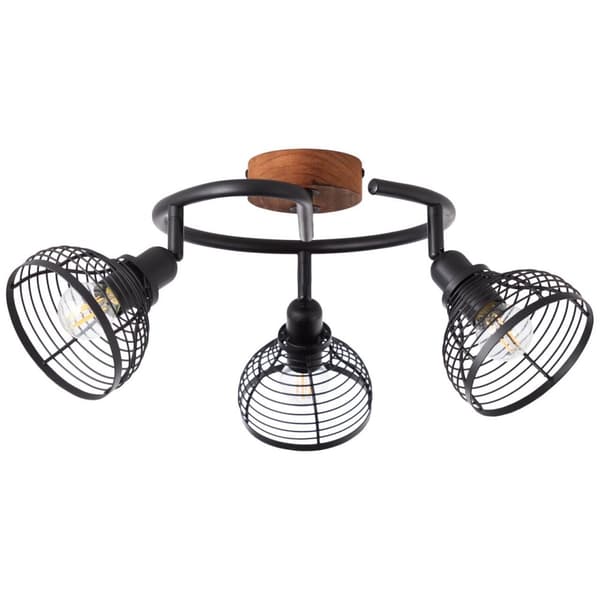 BRILLIANT lampa, Avia spot spiral 3-lågor svart / träfärgad, metall / trä, 3x D45, E14, 40W, dropplampor (ingår ej), A ++