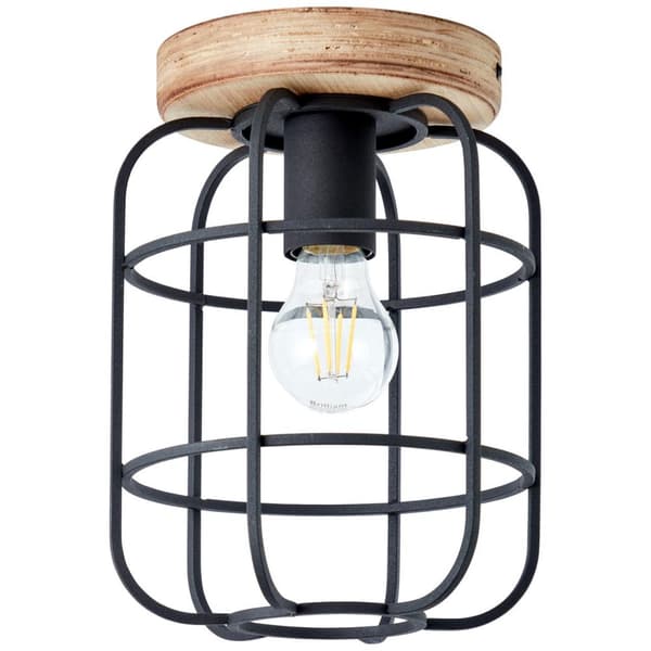 BRILLIANT lampe, Gwen loftslampe antik træ / sort korund, metal / træ, 1x A60, E27, 40W, standard lamper (medfølger ikke), A ++