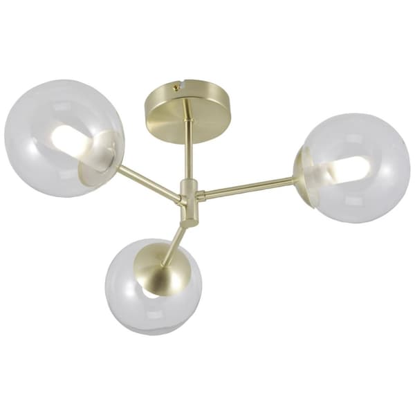 BRILLIANT lampe, Gitse loftslampe 3-flammer rustfrit stål, metal/glas, 3x QT14, G9, 20W, stift-baselamper (medfølger ikke), A++