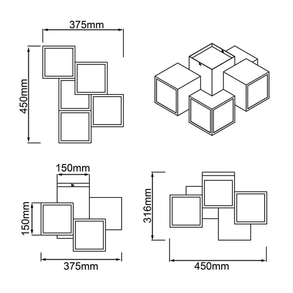 BRILLIANT lampe, Cubix LED loftslampe, 5-lampe hvid, metal/plastik, 1x 40W LED integreret, (4000lm, 3000K), A