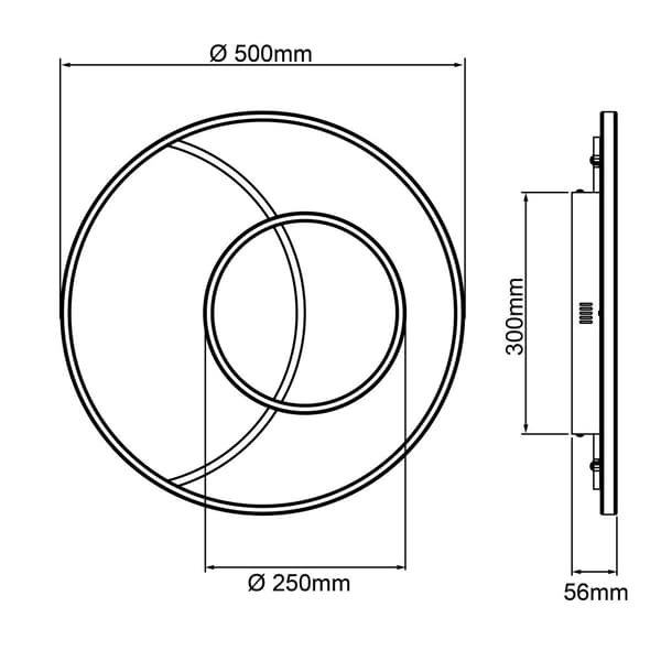 BRILLIANT lamppu, Merapi LED kattovalaisin 51x51cm valkoinen / musta, metalli / muovi, 1x 34W LED integroitu, (4700lm, 3000K), A +