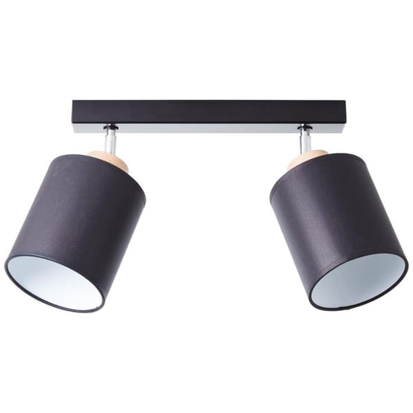 BRILLIANT lampa, Vonnie spot bar 2-lågor svart / träfärgad, metall / trä / textil, 2x A60, E27, 25W, normala lampor (ingår ej), A ++