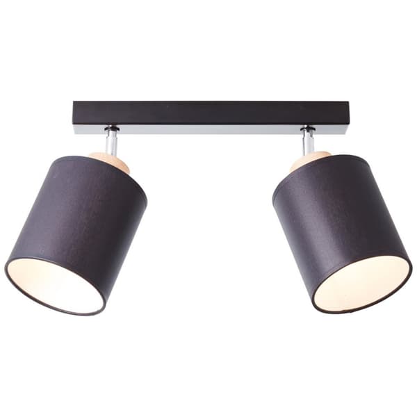BRILLIANT lamppu, Vonnie spotbar 2-liekki musta / puunvärinen, metalli / puu / tekstiili, 2x A60, E27, 25W, normaalit lamput (ei sisälly), A ++
