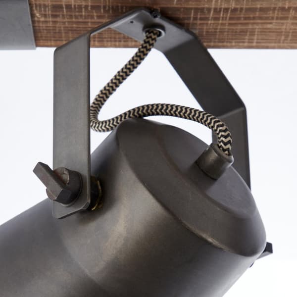 BRILLIANT lampe, Decca spotbar 2-flammet sort stål, 2x A60, E27, 10W, træ fra bæredygtigt skovbrug (FSC)