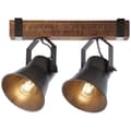 Miniatyrbillede 5 af 11: BRILLIANT lampe, Decca spotbar 2-flammet sort stål, 2x A60, E27, 10W, træ fra bæredygtigt skovbrug (FSC)
