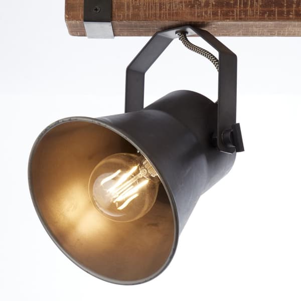BRILLIANT lampe, Decca spotbar 2-flammet sort stål, 2x A60, E27, 10W, træ fra bæredygtigt skovbrug (FSC)