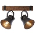 Miniatyrbillede 8 af 11: BRILLIANT lampe, Decca spotbar 2-flammet sort stål, 2x A60, E27, 10W, træ fra bæredygtigt skovbrug (FSC)