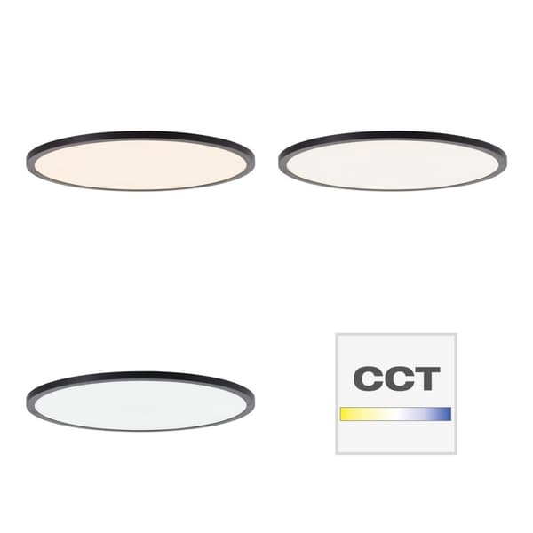 BRILLIANT lampe, Tuco LED loftpanel 50cm sort/hvid, 1x LED integreret, 38W LED integreret, (4000lm, 3000-6500K), dæmpbar med fjernbetjening