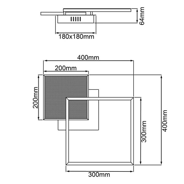 BRILLIANT lamppu, Zelia LED kattovalaisin 41x41cm nikkelilenodisoitu, 1x LED integroitu, 20W LED integroitu, (2000lm, 3000K), himmennettävissä 3 porta