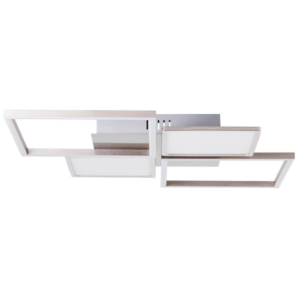 BRILLIANT lampa, Zelia LED-taklampa 51x51cm 4-lågar nickelanodiserad, 1x LED integrerad, 40W LED integrerad, (4270lm, 3000K), dimbar i 3 steg via vägg