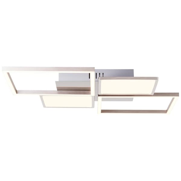 BRILLIANT lampa, Zelia LED-taklampa 51x51cm 4-lågar nickelanodiserad, 1x LED integrerad, 40W LED integrerad, (4270lm, 3000K), dimbar i 3 steg via vägg