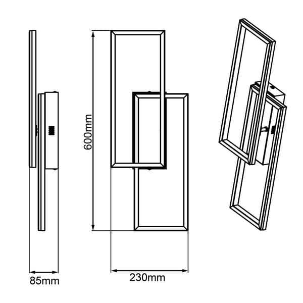 BRILLIANT lampe, Metis LED loftslampe 60x23cm sort, 1x LED integreret, 44W LED integreret, (4300lm, 3000K), dæmpbar i 3 trin via vægkontakt