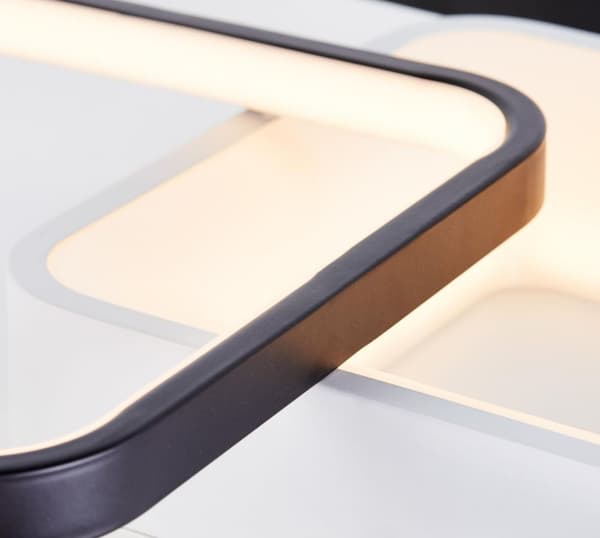 BRILLIANT lampe, Cava LED loftslampe 40x40cm CCT hvid/sort, 1x LED integreret, 42W LED integreret, (5000lm, 3000-6700K), dæmpbar med fjernbetjening