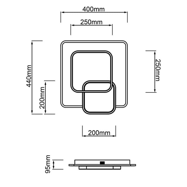 BRILLIANT lamppu, Rezia LED kattovalaisin 45x40cm valkoinen/musta, 1x integroitu LED, integroitu 34W LED, (3500lm, 3000K), energiatehokas ja pitkäikäi