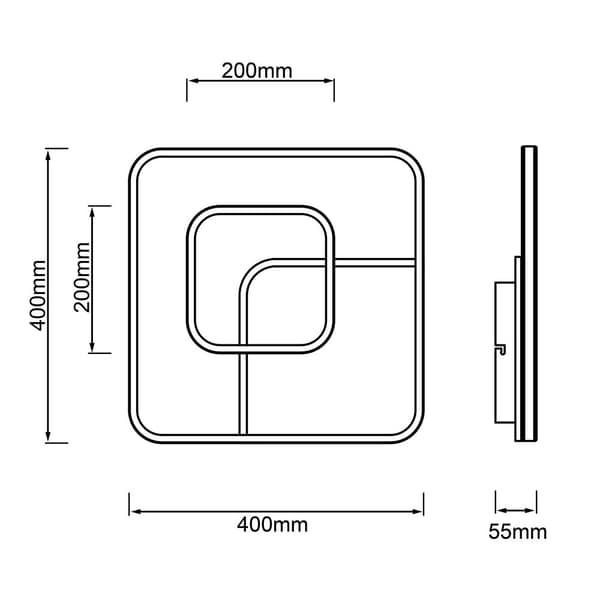 BRILLIANT lampe, Merapi LED loftslampe 40x40cm hvid/sort, 1x LED integreret, 34W LED integreret, (3600lm, 3000K), energieffektiv og langtidsholdbar ta