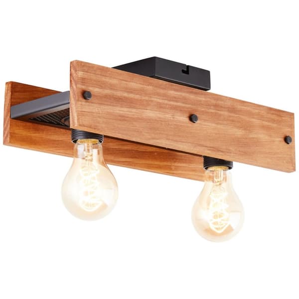BRILLIANT lampe, Calandra loftlampe 2-lags sort / træfarvet, 2x A60, E27, 42W, træ fra bæredygtigt skovbrug (FSC)