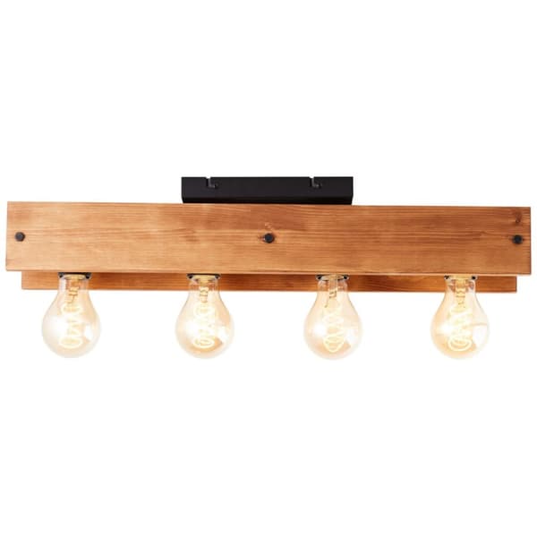 BRILLIANT lampa, Calandra taklampa 4-lågor svart/träfärgad, 4x A60, E27, 42W, trä från hållbart skogsbruk (FSC)