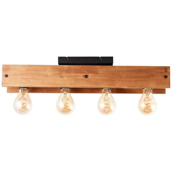 BRILLIANT lampa, Calandra taklampa 4-lågor svart/träfärgad, 4x A60, E27, 42W, trä från hållbart skogsbruk (FSC)