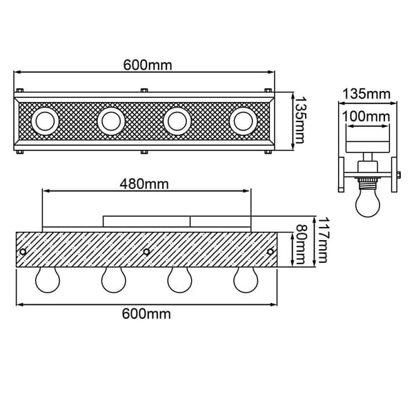 BRILLIANT lampa, Calandra taklampa 4-lågor svart/träfärgad, 4x A60, E27, 42W, trä från hållbart skogsbruk (FSC)