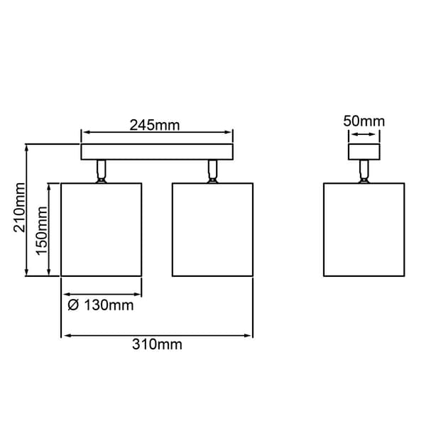 BRILLIANT lamppu, Wiley spot bar 2-kerroksinen puuvalo / musta, 2x D45, E14, 60W, kääntyvät päät