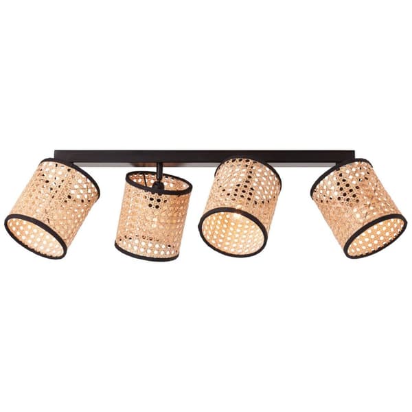BRILLIANT lampa, Wiley spot bar 4-lågar trä ljus / svart, 4x D45, E14, 42W, vridbara huvuden