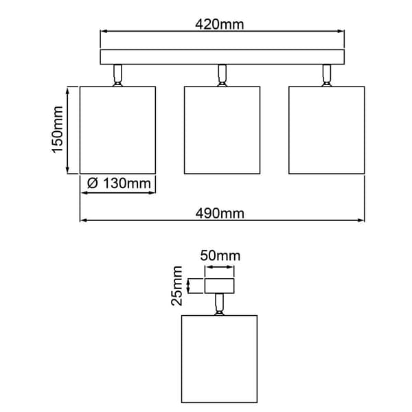 BRILLIANT lampe, Wiley spot bar 3-lags træ lys / sort, 3x D45, E14, 60W, drejelige hoveder