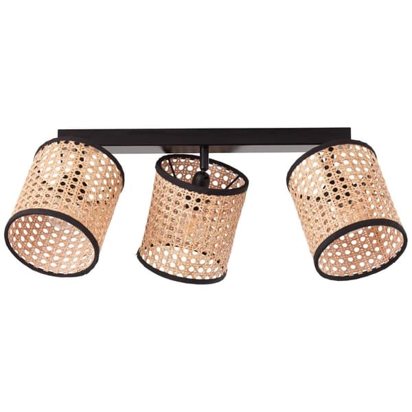 BRILLIANT lampe, Wiley spot bar 3-lags træ lys / sort, 3x D45, E14, 60W, drejelige hoveder