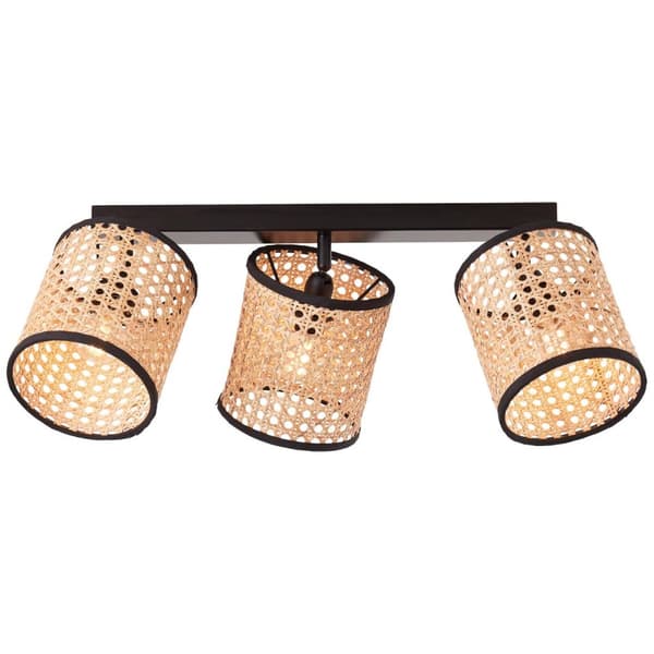 BRILLIANT lampe, Wiley spot bar 3-lags træ lys / sort, 3x D45, E14, 60W, drejelige hoveder
