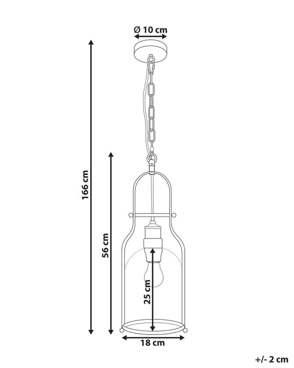 Hängande Lampa Svart Metall 166 cm Ram Glasskärm Retro stil Taklampa