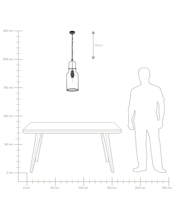 Hängande Lampa Svart Metall 166 cm Ram Glasskärm Retro stil Taklampa