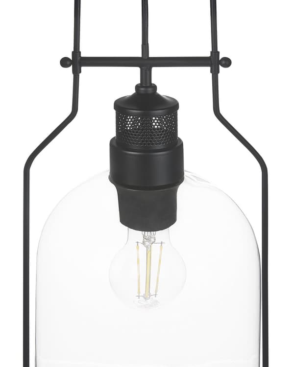Hängande Lampa Svart Metall 166 cm Ram Glasskärm Retro stil Taklampa