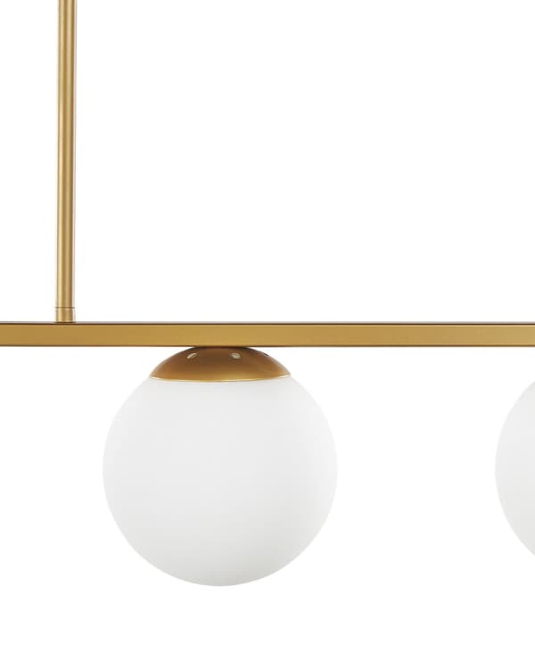 Hängande Lampa Guld Metall 62 cm Sfär Skärmar Vit Glas Glamour Design Kök Matrum