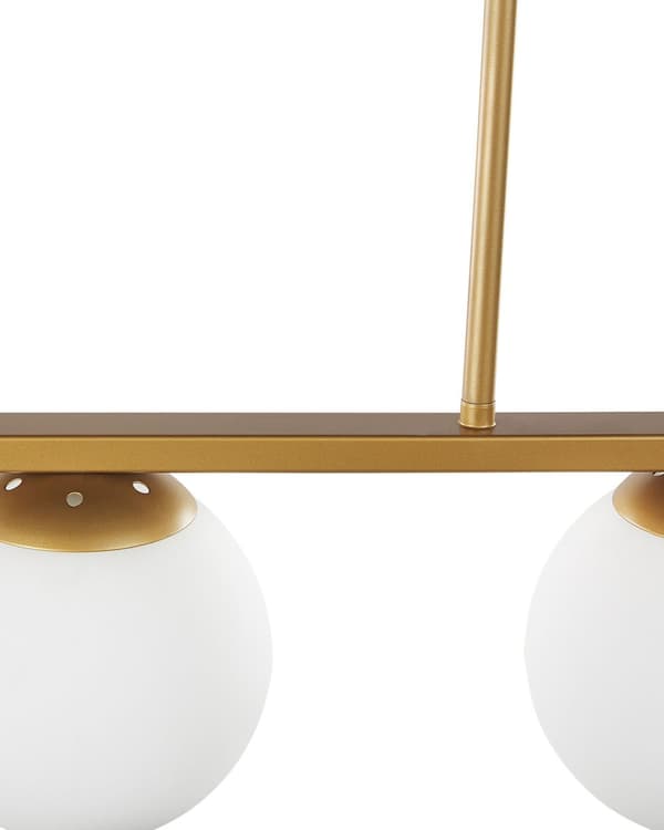 Hängande Lampa Guld Metall 62 cm Sfär Skärmar Vit Glas Glamour Design Kök Matrum