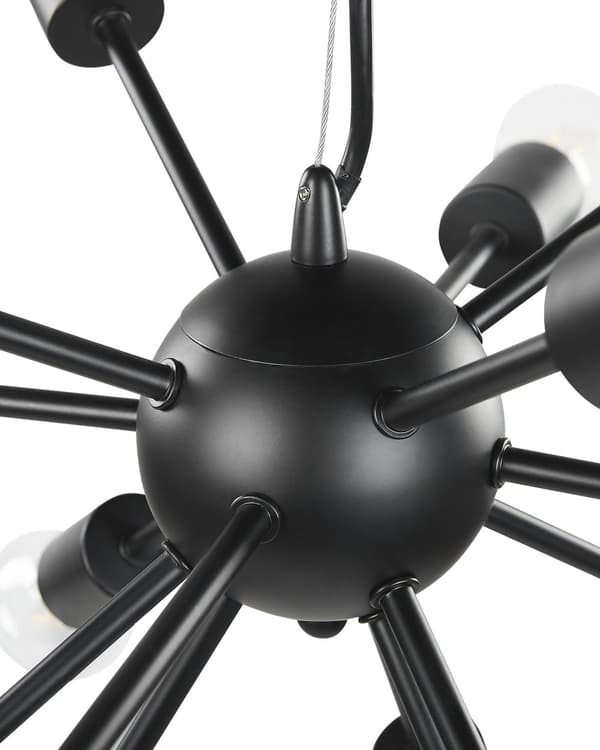 Hängande Lampa Svart Metall 115 cm 15 Glödlampor Exponerad Belysning