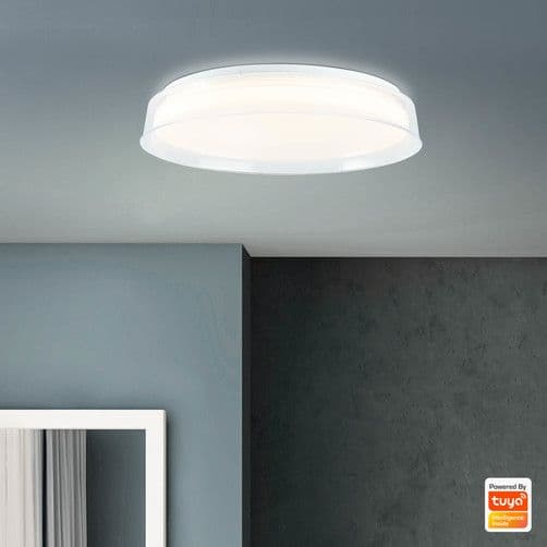 Brilliant | Leanna LED kattovalaisin 41cm läpinäkyvä/valkoinen Tuya App | 1x integroitu LED, integroitu 24W LED, (2400lm, 3000-6500K)