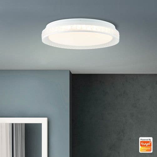 Brilliant | Burlie LED loftslampe 39cm gennemsigtig/hvid Tuya App | 1x LED integreret, 24W LED integreret, (2400lm, 3000-6500K)