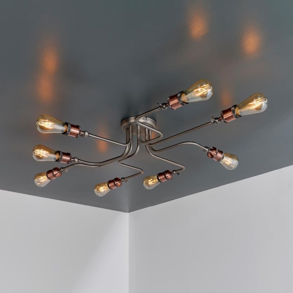 BRILLIANT lampa Leah taklampa 8-lågar tenn | 8x A60, E27, 40W, lämplig för normala lampor (ingår ej)