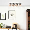 Miniatyrbild 3 av 6: BRILLIANT lampa Nikka spot bar 4-flames svart/naturlig | 4x D45, E14, 28W, lämplig för dropplampor (ingår ej)