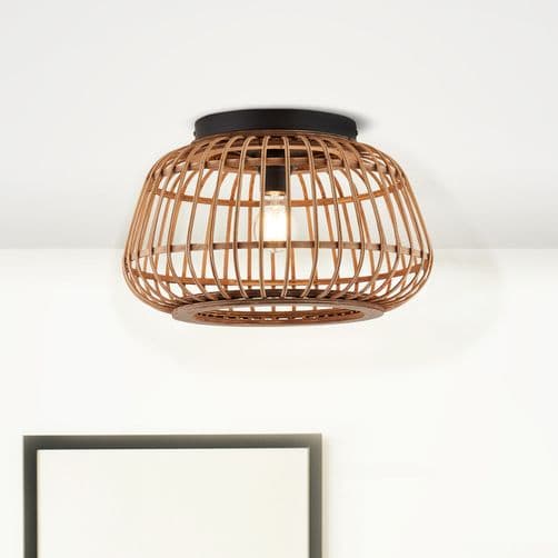 Brilliant | Nikka loftslampe 40cm sort/naturlig | 1x A60, E27, 40W, egnet til normale lamper (medfølger ikke)