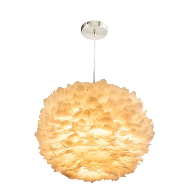 Taklampa DKD Home Decor Vit Fjäder (42 x 42 x 42 cm)