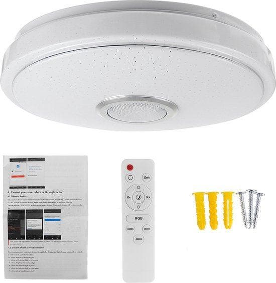 100W RGB Bluetooth WIFI LED Musik Taklampor med högtalare / dimbara lampor / och fjärrkontroll - app för badrum, sovrum, balkong, kök och vardagsrum -