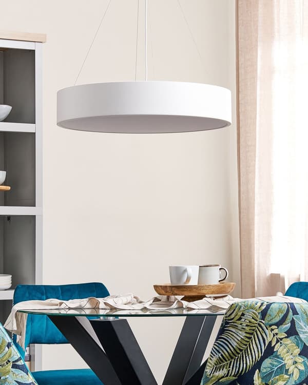 Hängande Lampa Vit Stål Akryl Integrerad LED-ljus Rund Ring Modern Belysning